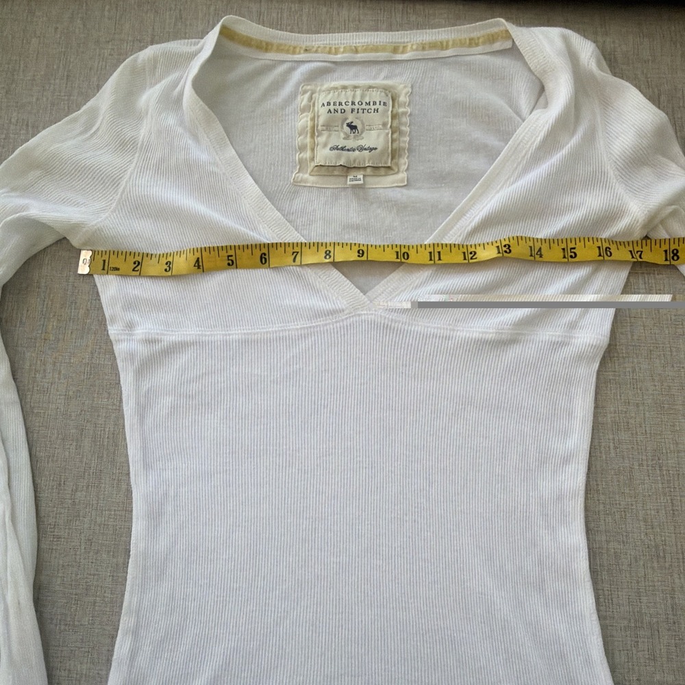 Y2K Vintage Abercrombie Babydoll V Neck Ribbed T Elena Gilbert Bella Swan - Picture 13 of 15